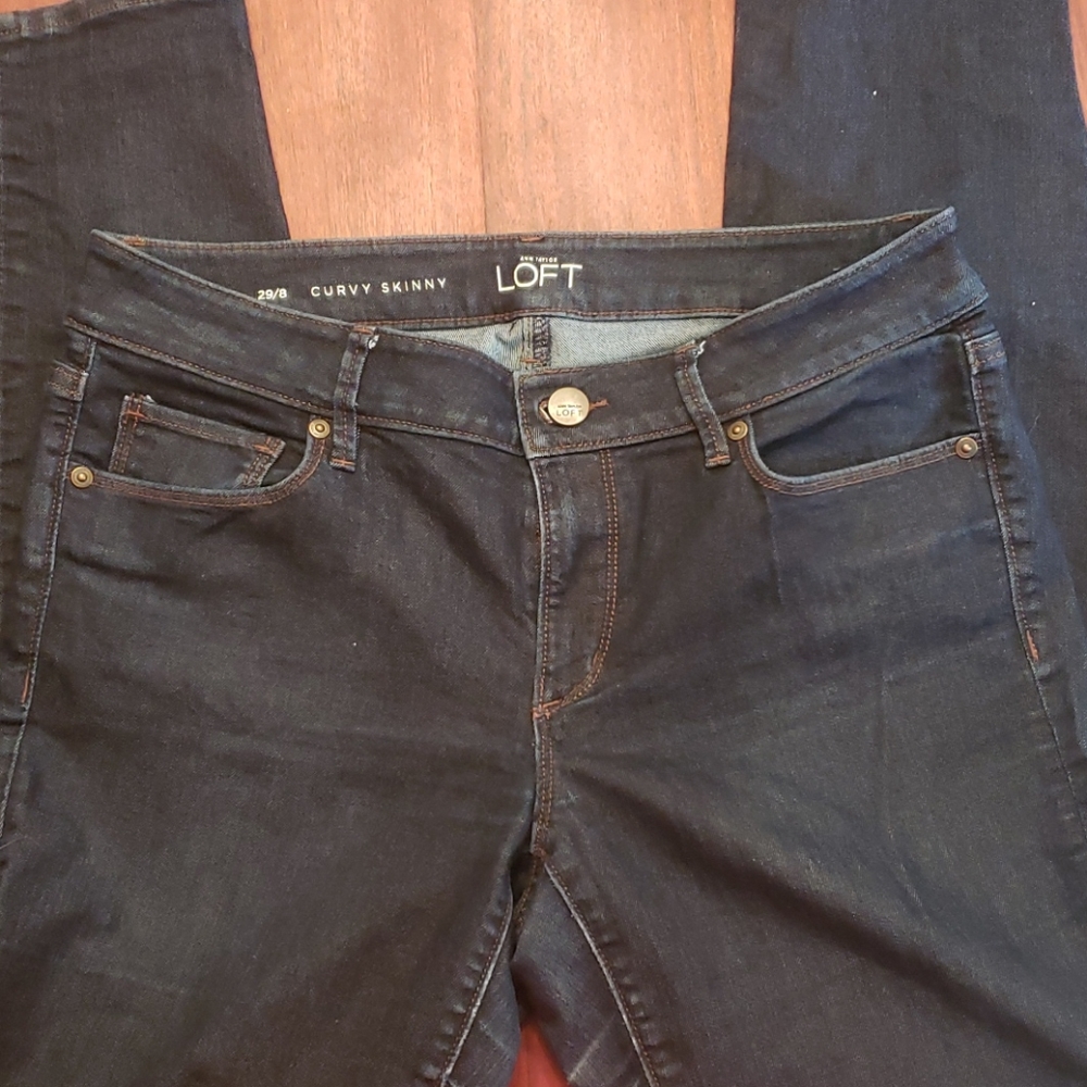 LOFT Curvy Skinny Dark Wash Jeans